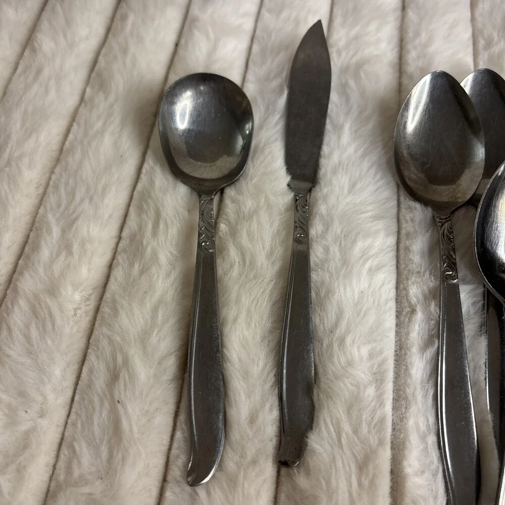 27 Pc Lot Vintage Acsons Stainless Japan Dignity Flatware Set Spreader Forks Et